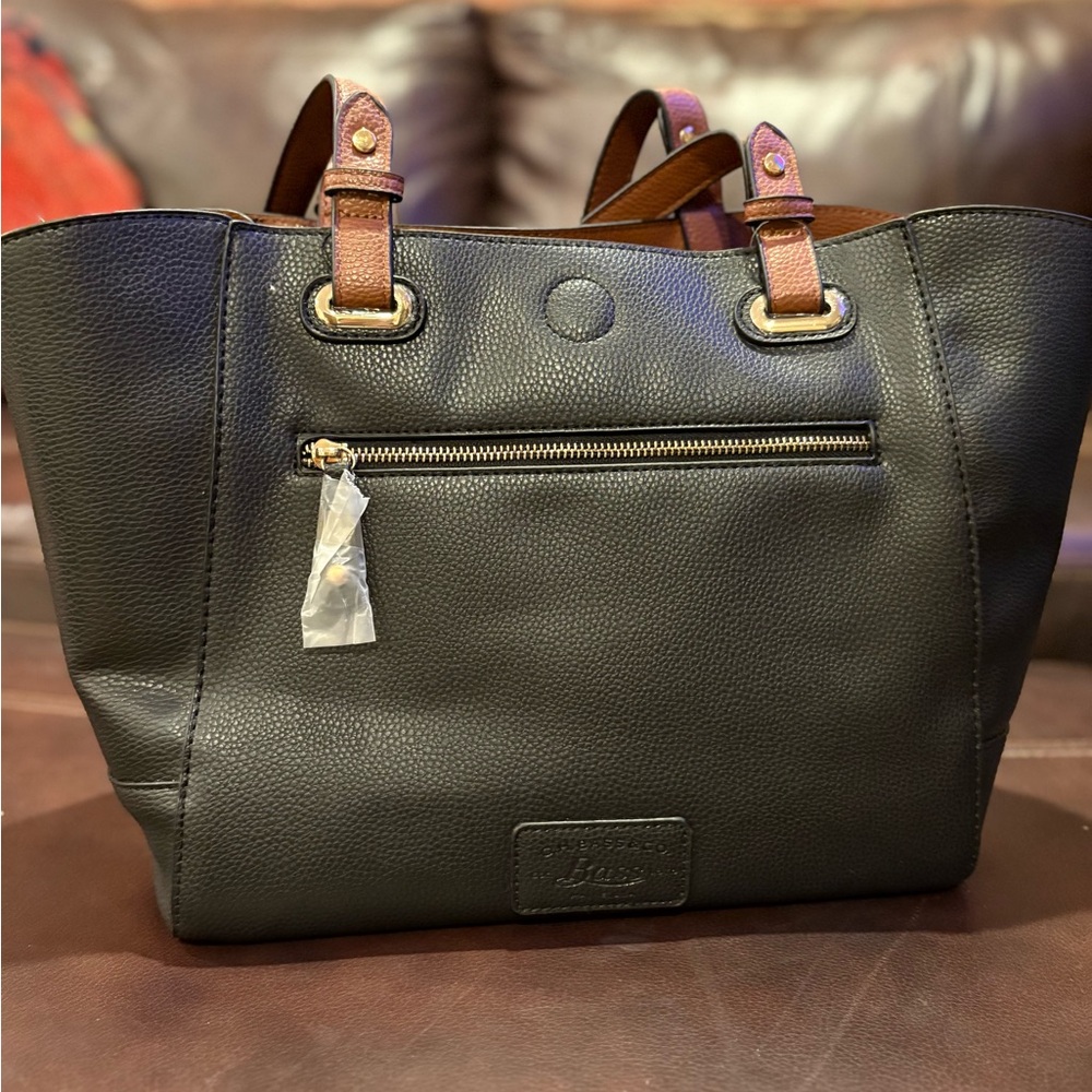 NWT G.H. Bass & Co. Black and Brown Structured Tote Bag - Picture 8 of 11